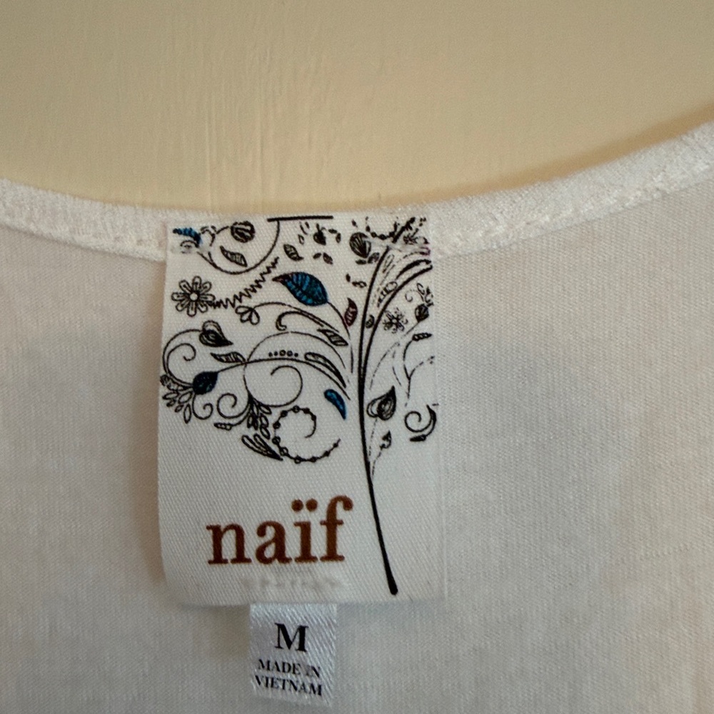 Naif Women’s White Ruffled Button-Down Flowy Boho Top‎ with Tank, size M - Picture 2 of 6